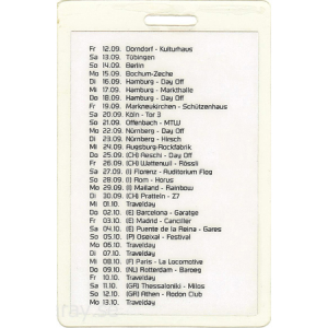 1997 – Somewhere Out In Space Tour Pass – 12/9 – 13/10.