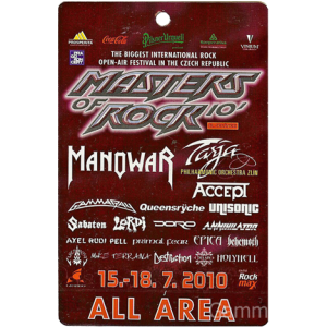 2010 – Masters Of Rock Pass – 15-18 July – Czech Republic.