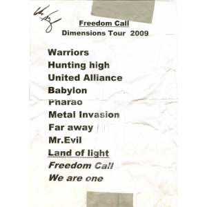 Freedom Call – Setlist – Dimensions Tour 2009.