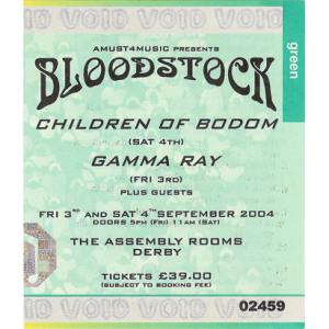 Ticket – Bloodstock – UK – 3-4 September 2004.