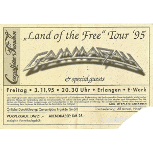 Land Of The Free Tour 03-11-95 – Ticket.