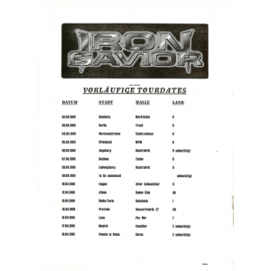 Iron Savior – Tour Info – 1998.