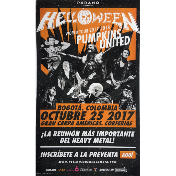 Helloween Pumpkins United World Tour Flyer Colombia. My Gamma Ray